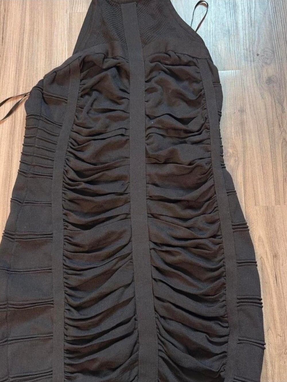 Black Ruched Halter Bodycon Dress. Fits Like A 12/14.